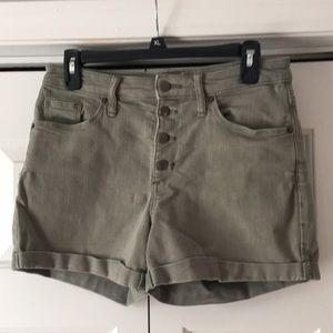 Olive green high-waisted shorts